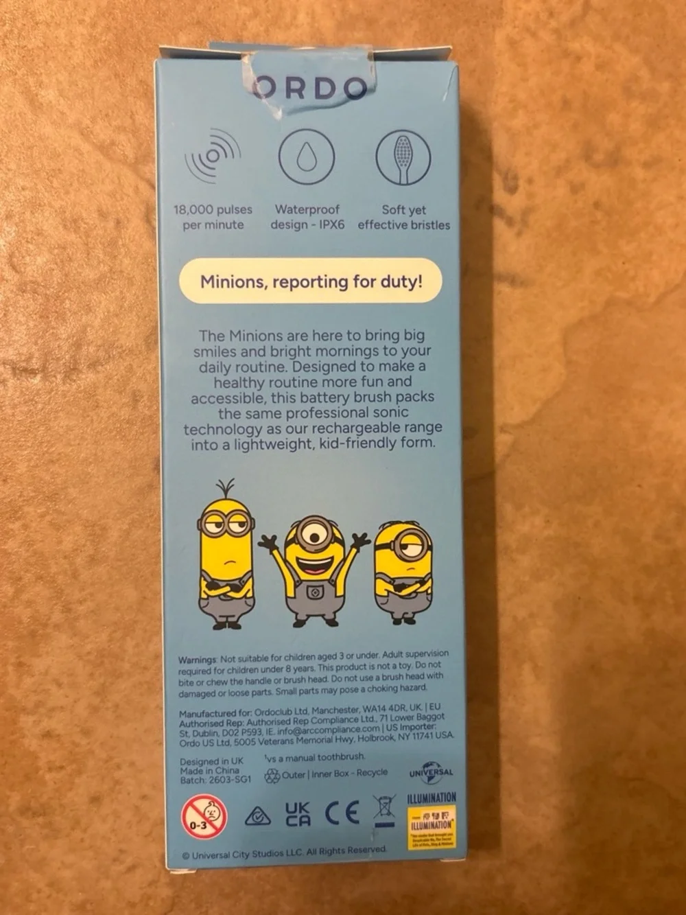 Sonic Kids Battery Toothbrush - Blue (Minions)